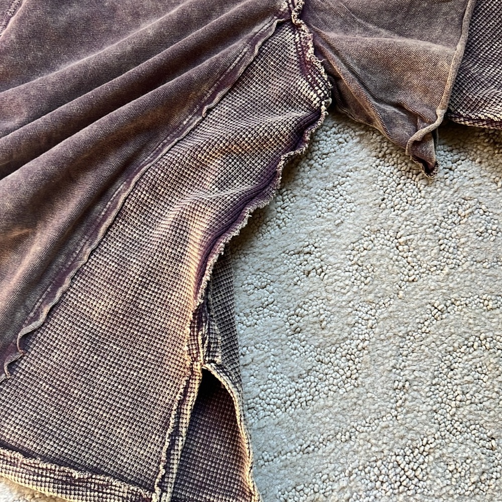 We the Free People Wine Purple & SOFT BROWN ACID wash Sleeve Seamed Boxy - Picture 7 of 17